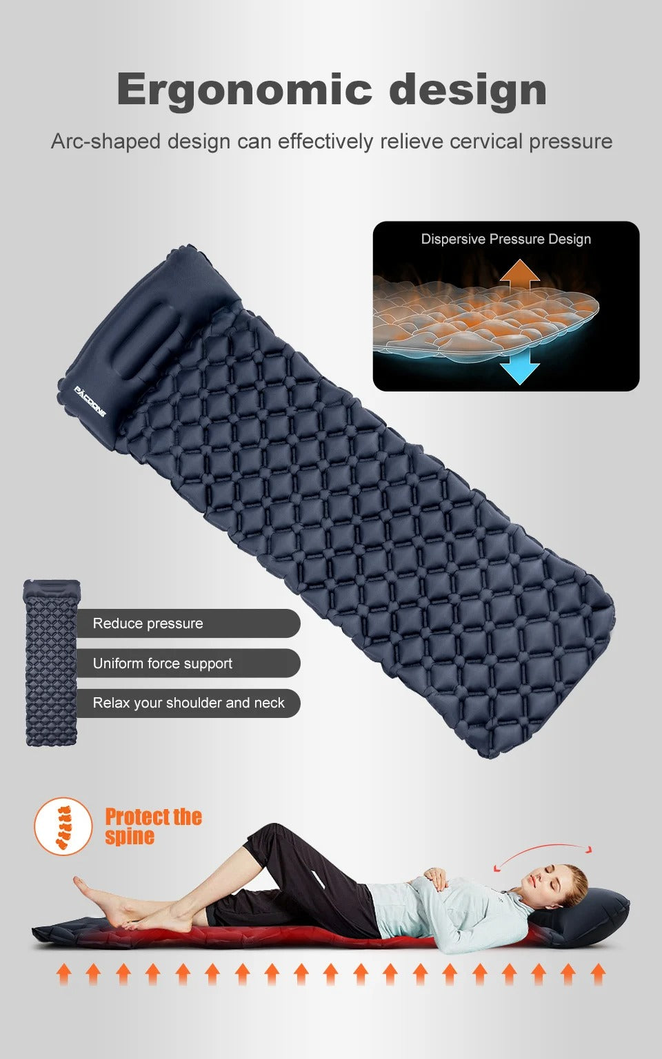 Ultralight Air Mat with Built-in Inflator Pump for Travel and Hiking